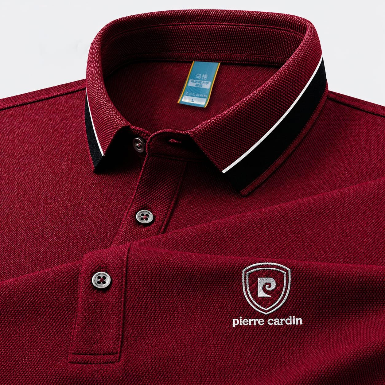 100% Knitting Dying PK Cotton Polo Shirt [ Pierre Cardin-Meroon]