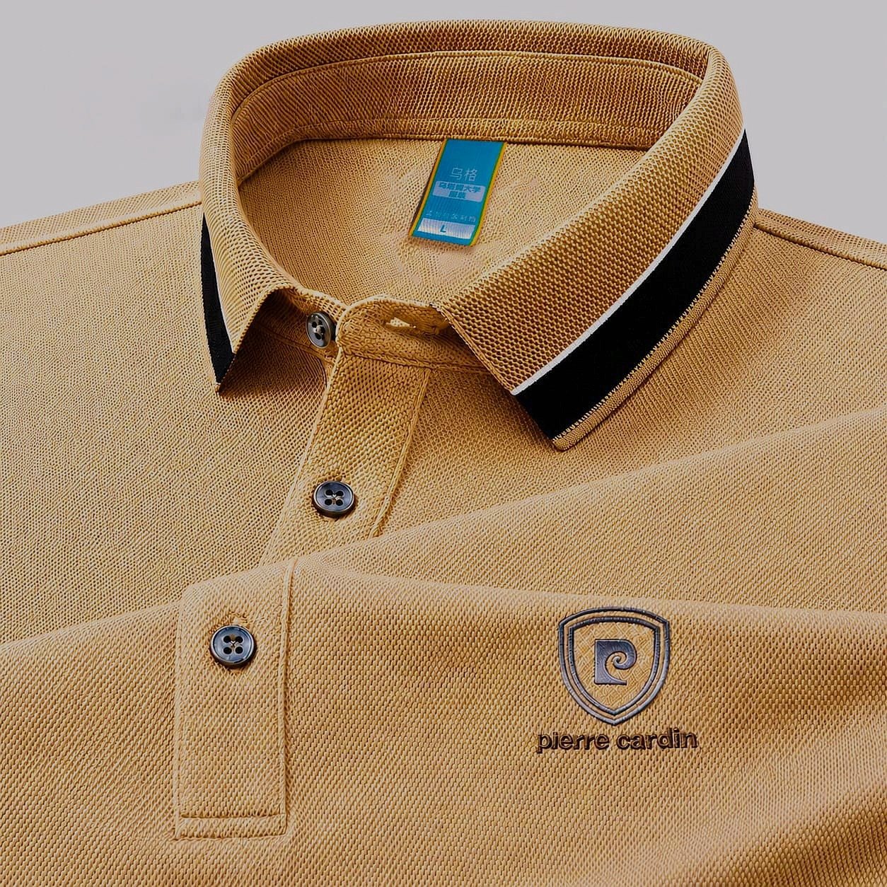 100% Knitting Dying PK Cotton Polo Shirt [Pierre Cardin- Biscuit]